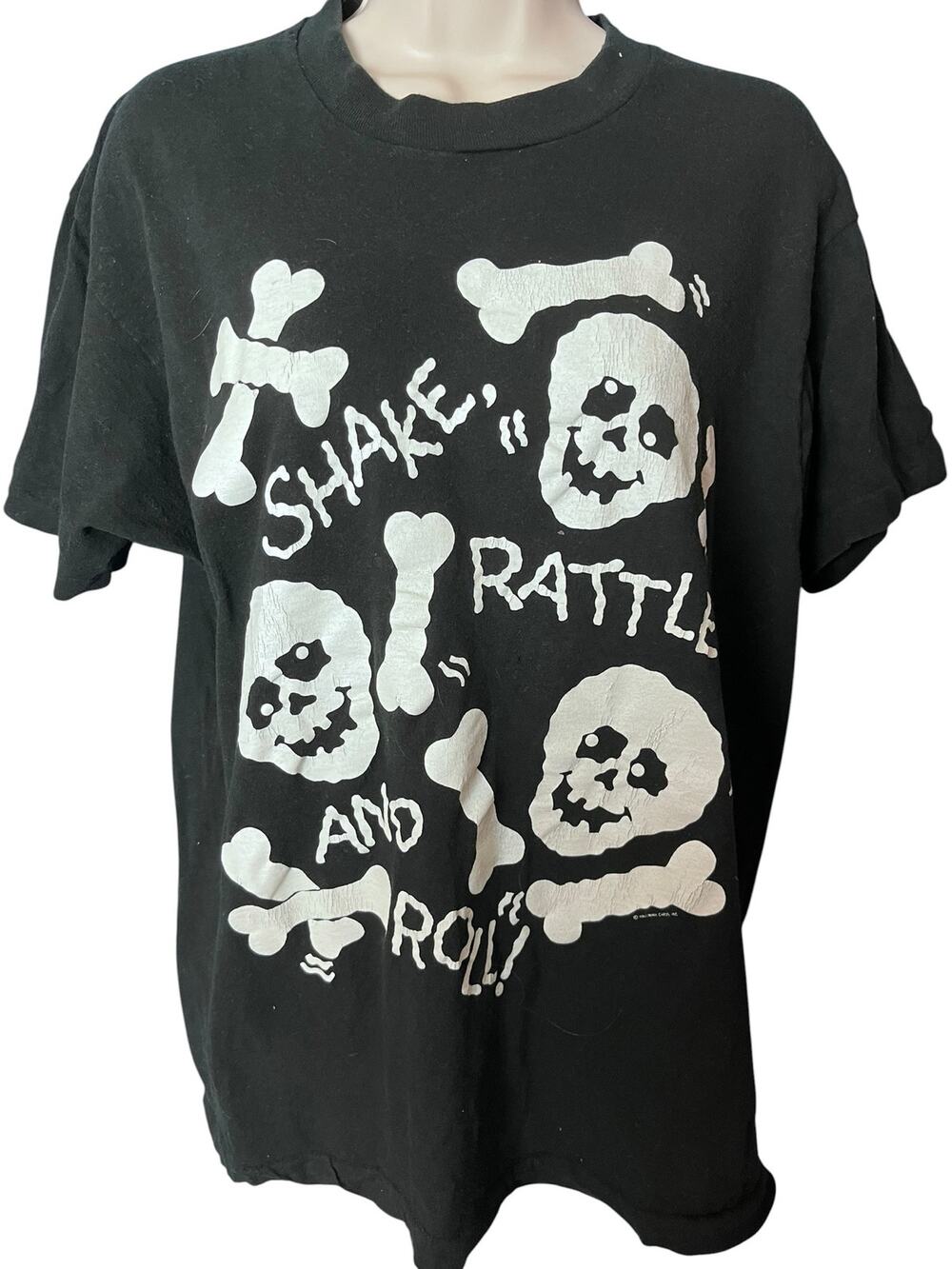 Vintage 80s Hallmark Skull T Shirt XL Glow in Dark Single Stitch Screen Stars